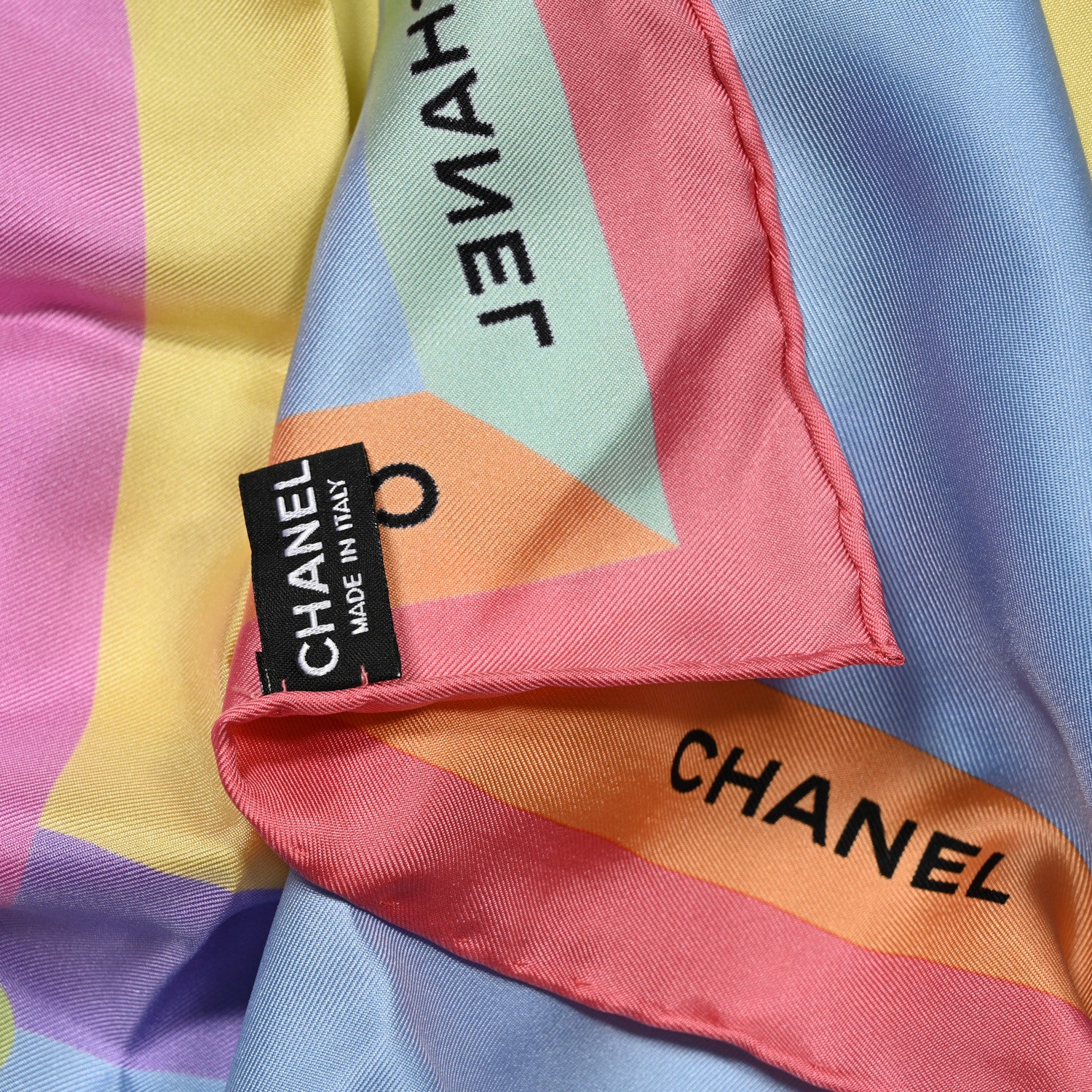 Chanel Silk Bag Logo Scarf Ecru Light Purple 3 of 4