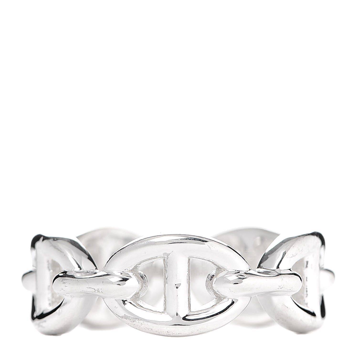 Hermes Sterling Silver PM Chaine d'Ancre Enchainee Band Ring 51 5.75 1 of 6