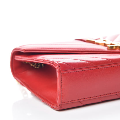 Saint Laurent Lambskin Matelasse Chevron Small Monogram Satchel Red 10 of 12