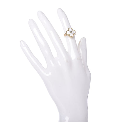Van Cleef & Arpels 18K Yellow Gold Diamond Mother of Pearl Vintage Alhambra Ring 47 4 2 of 5