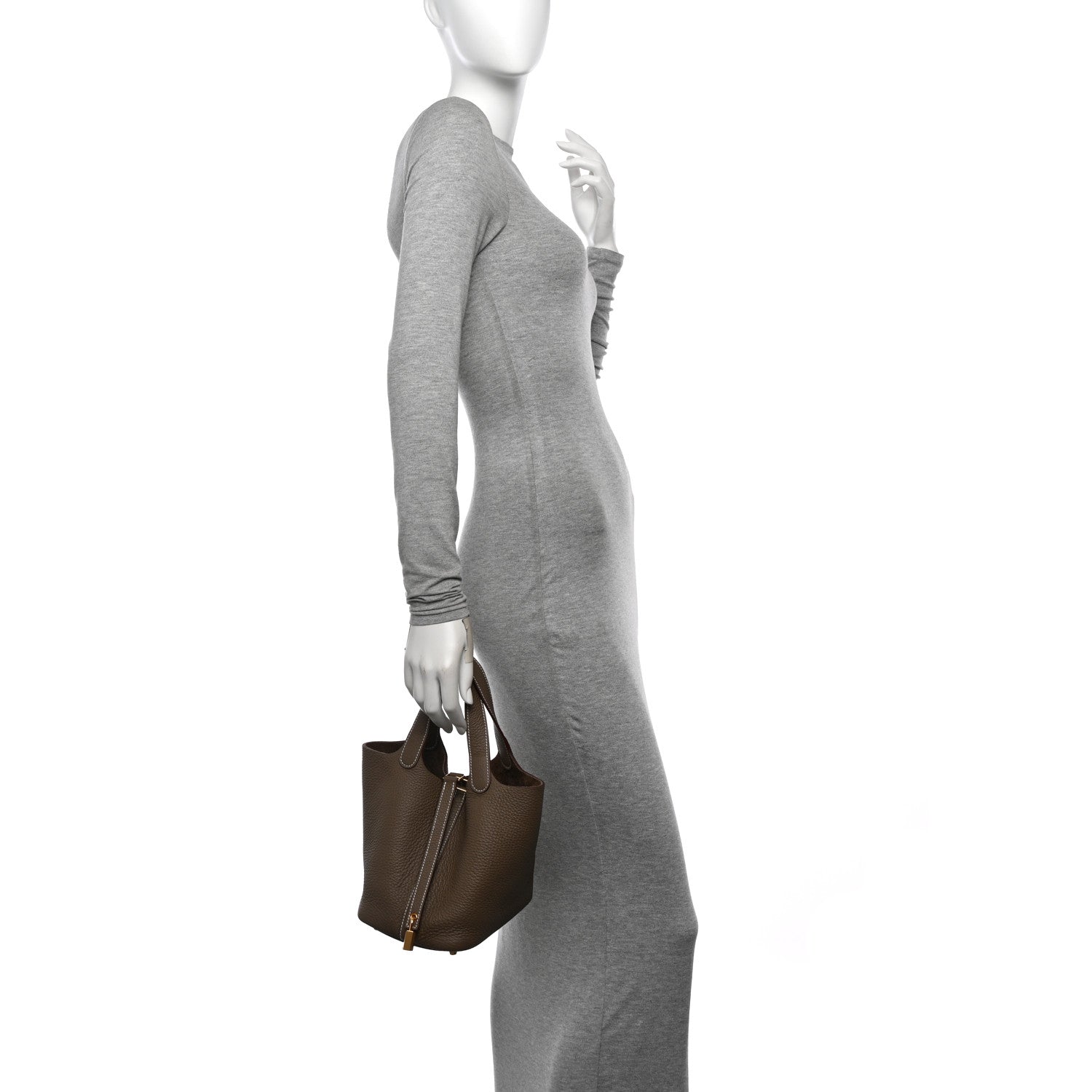 Hermes Taurillon Clemence Picotin Lock 18 PM Etoupe 2 of 10