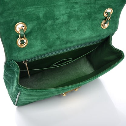 Chanel Suede Lambskin Scallop Quilted Medium Pagoda Flap Green 5 of 8