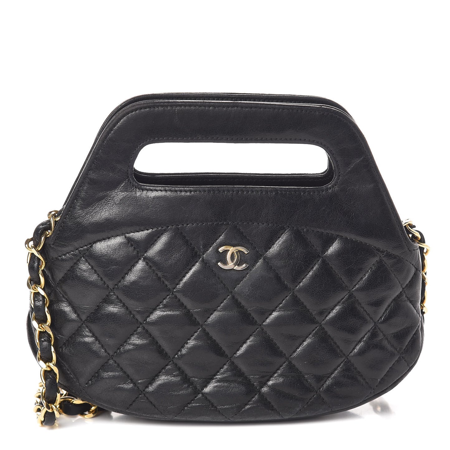 Lambskin Quilted CC Shoulder Bag Black