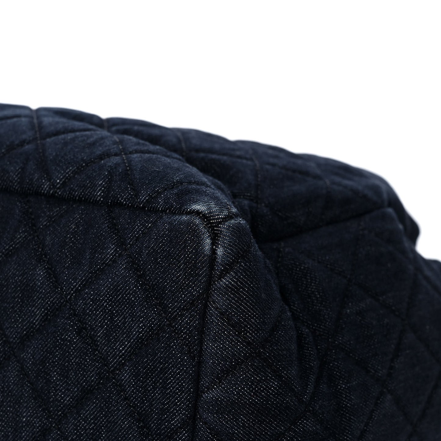 Washed Denim Quilted Small Urban Spirit Drawstring Bag Dark Blue