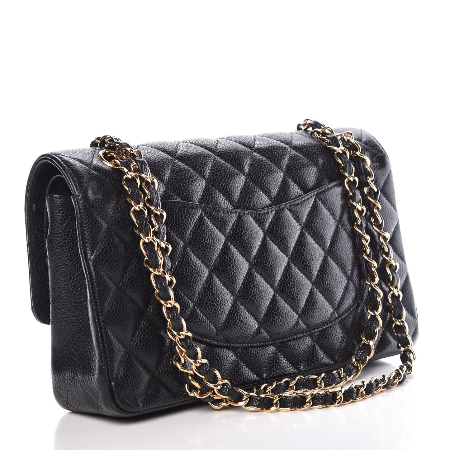 Caviar Quilted Medium Double Flap Black