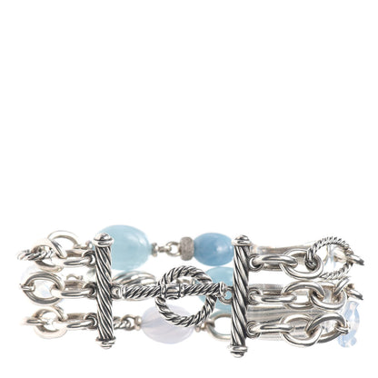 David Yurman Sterling Silver Chalcedony Prasiolite Aquamarine Moon Quartz Multi-Chain Bracelet 3 of 4