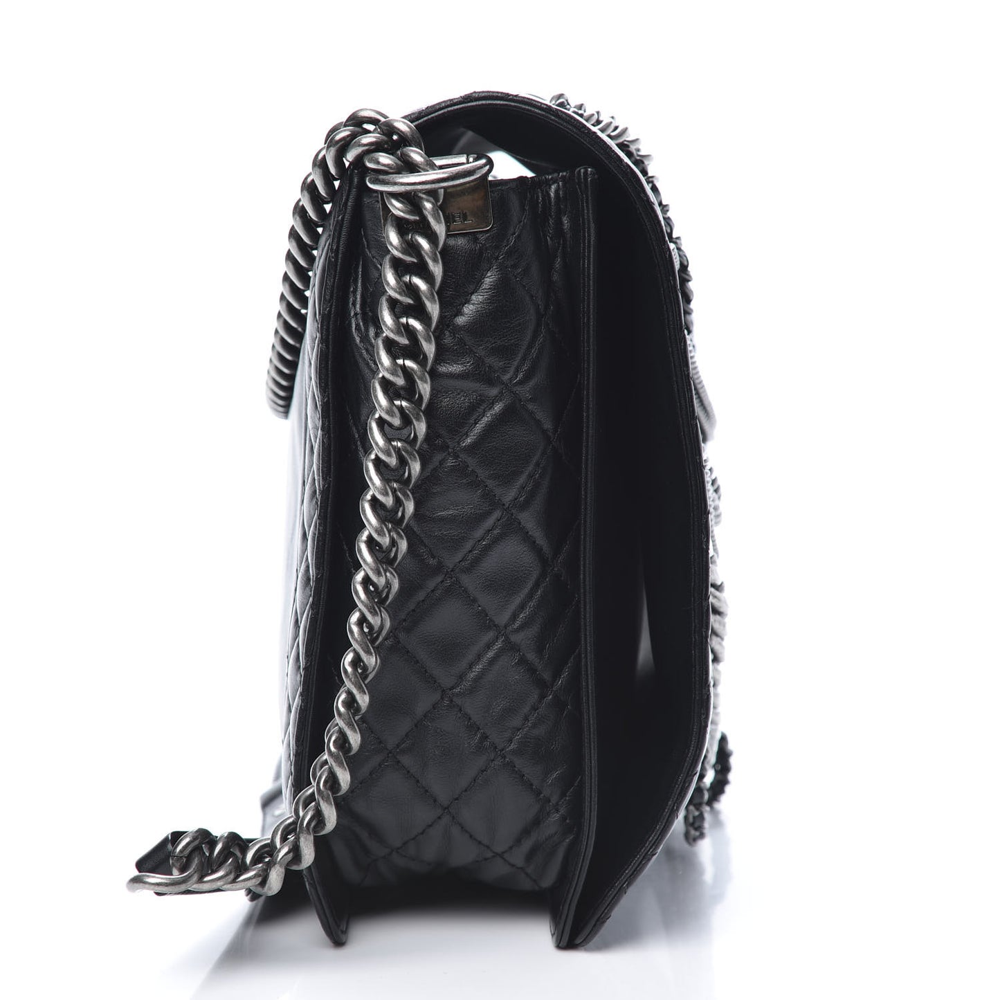 Calfskin Enchained XL Boy Flap Black