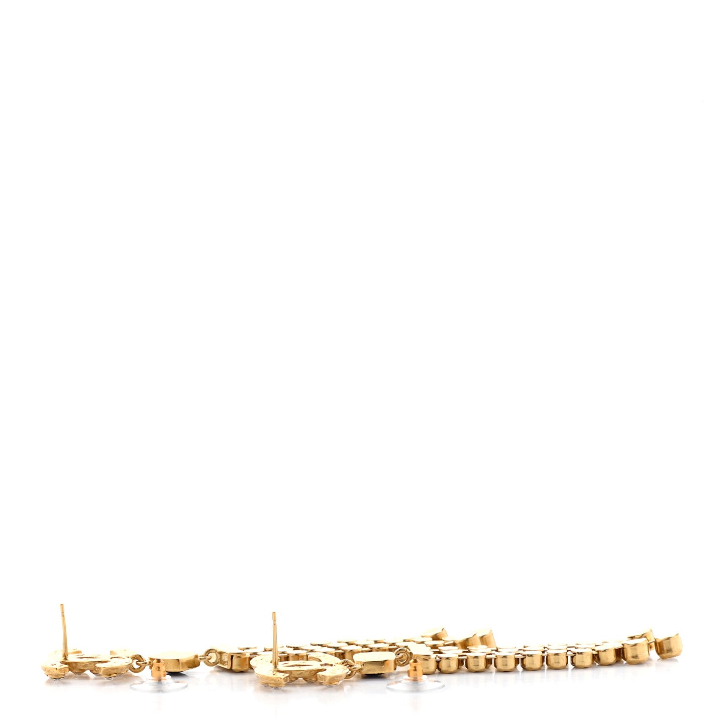 Resin Crystal CC Drop Earrings Gold Blue