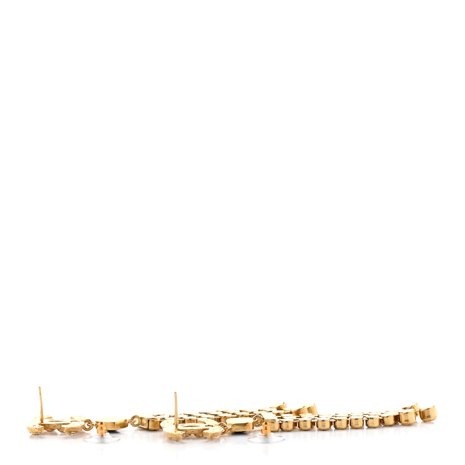 Chanel Resin Crystal CC Drop Earrings Gold Blue 3 of 4
