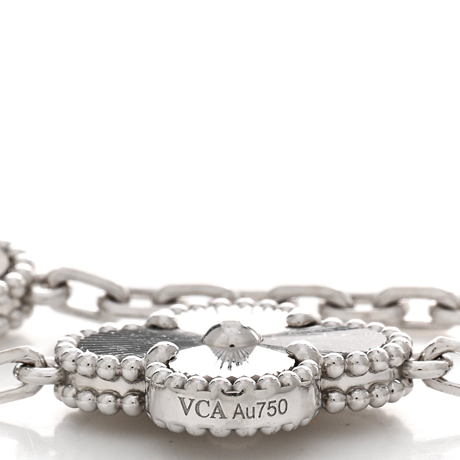 Van Cleef & Arpels 18K White Gold 5 Motifs Guilloche Vintage Alhambra Bracelet 3 of 5