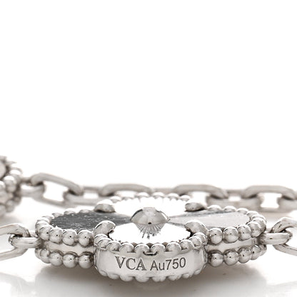 Van Cleef & Arpels 18K White Gold 5 Motifs Guilloche Vintage Alhambra Bracelet 3 of 5