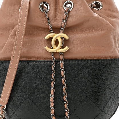 Chanel Calfskin Quilted Small Gabrielle Bucket Beige Black 8 of 10