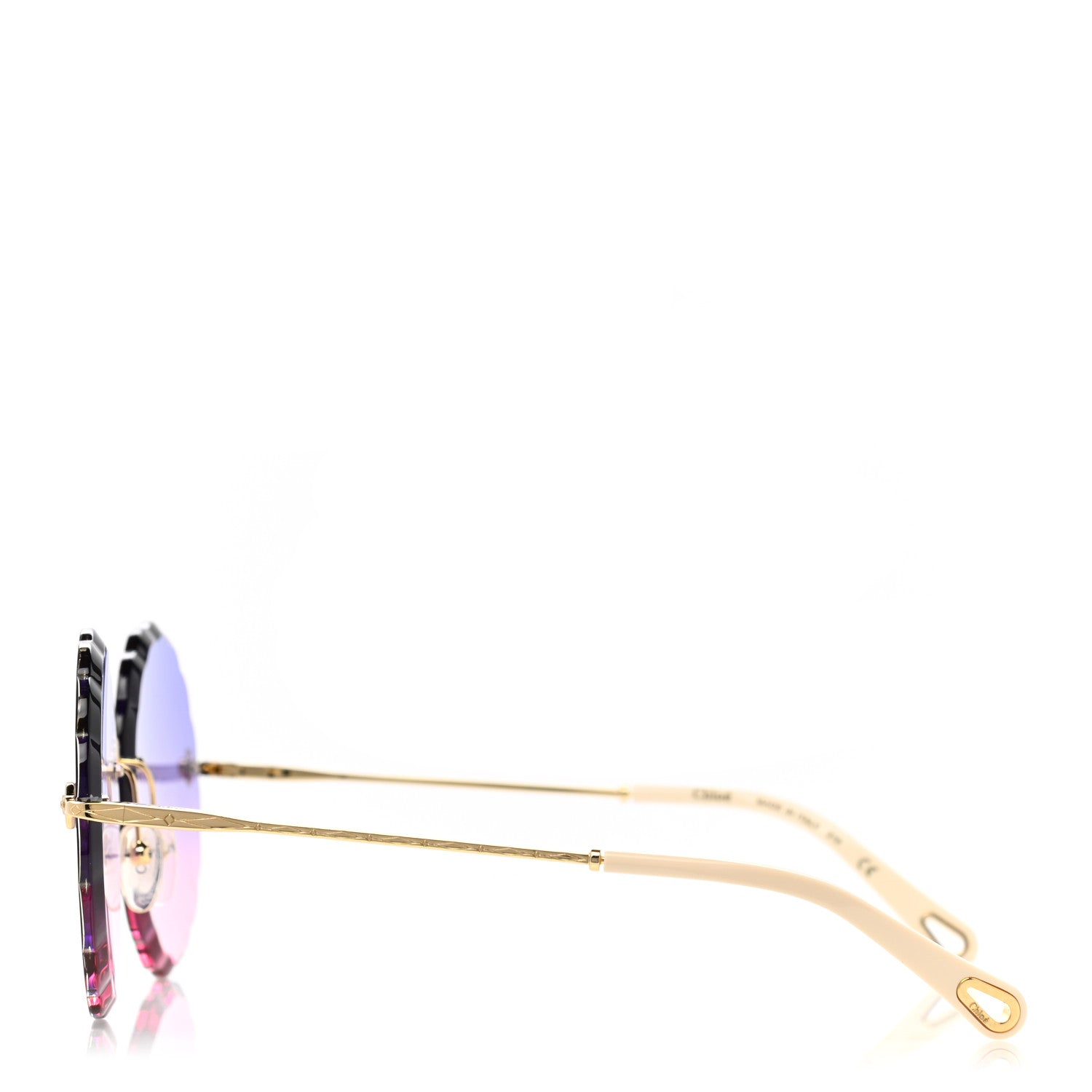 Chloe Rosie Bevelled Round Sunglasses CE142S Gold Gradient Pink 3 of 7