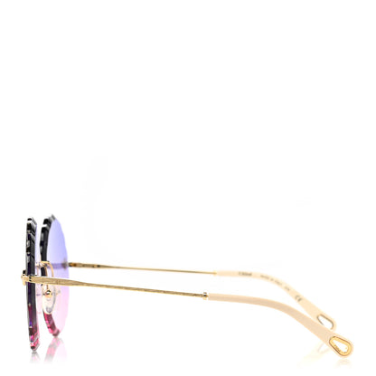 Chloe Rosie Bevelled Round Sunglasses CE142S Gold Gradient Pink 3 of 7