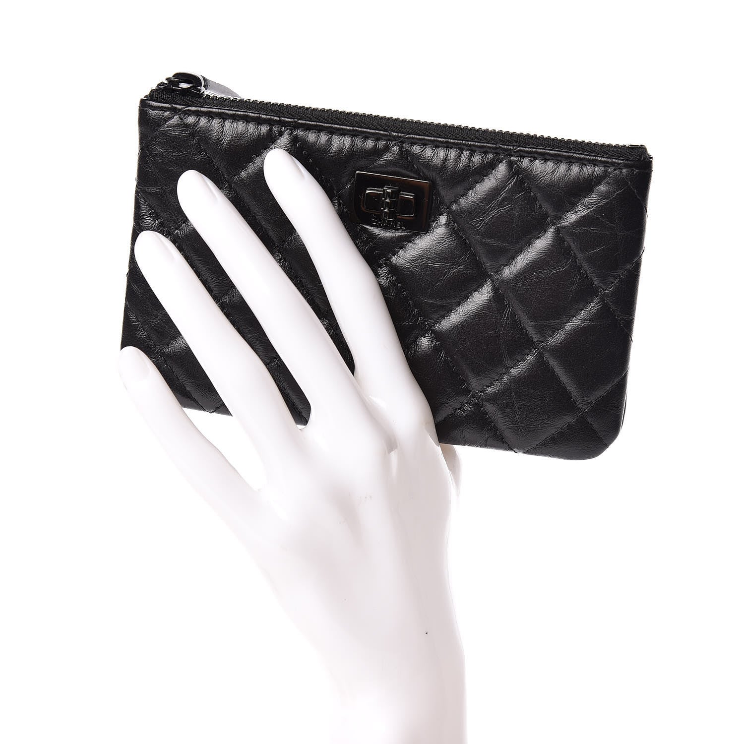 Chanel Aged Calfskin Quilted Small Reissue Cosmetic Case So Black 2 of 7