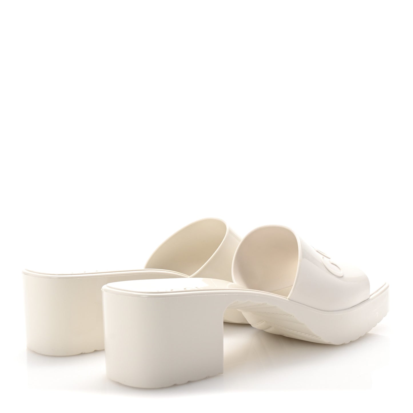 Rubber Gucci Logo Womens Platform 20/60mm Slide Sandals 39 Mystic White