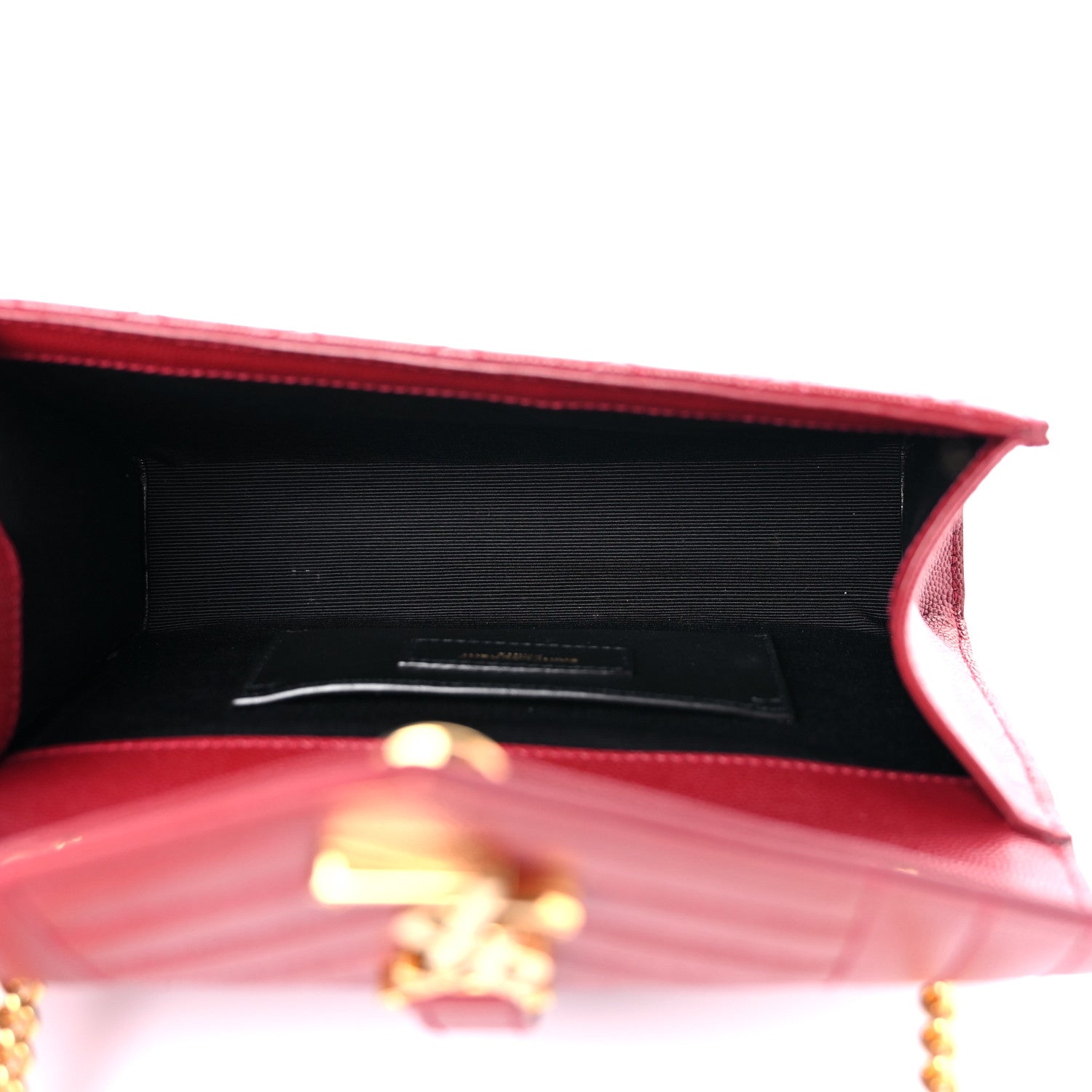 Saint Laurent Grain De Poudre Textured Mixed Matelasse Triquilt Small Monogram Satchel Red 5 of 13