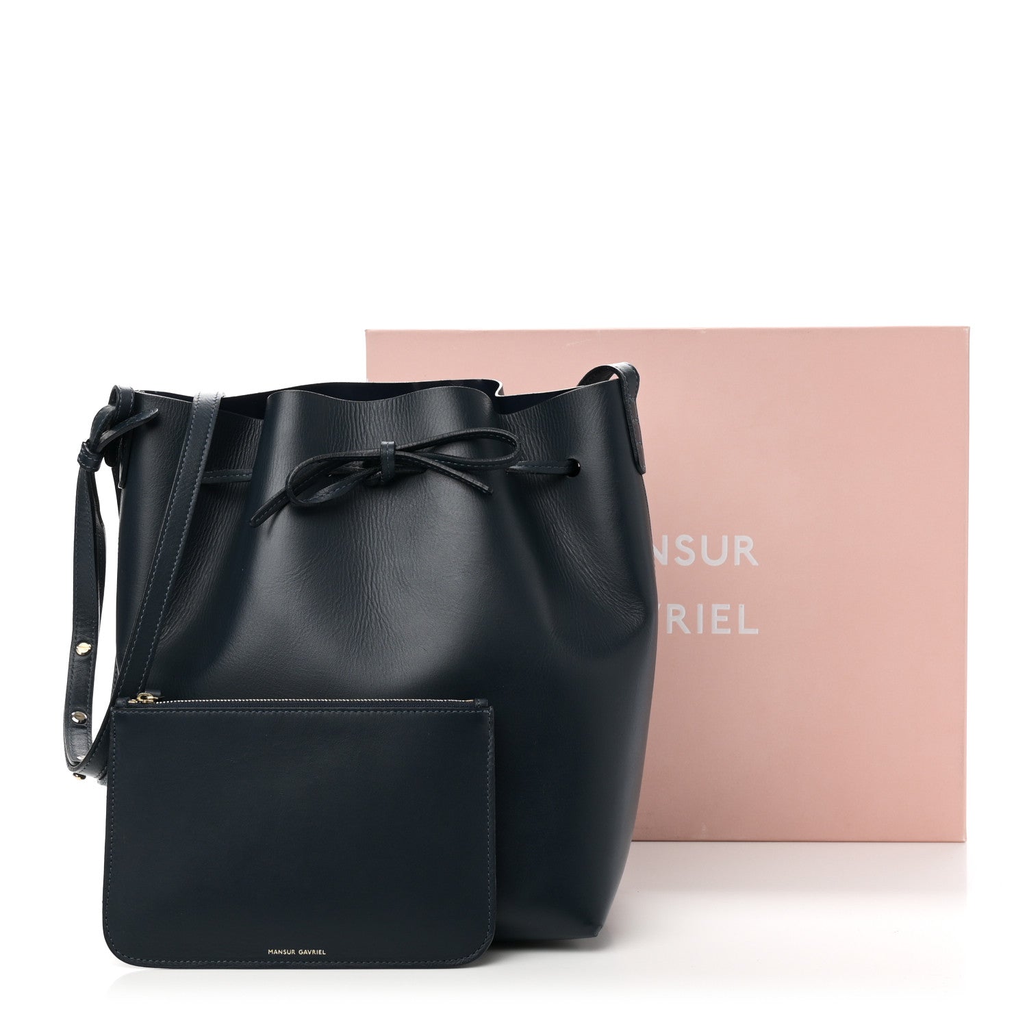 Mansur Gavriel Calfskin Mini Bucket Bag Blu 11 of 11