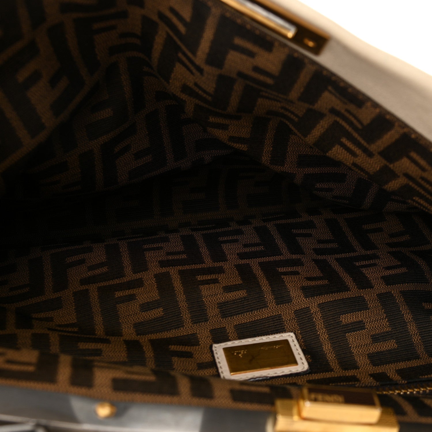 Fendi Goatskin Zucca Large Peekaboo Iconic Satchel Latte Tobacco Moro 5 of 10