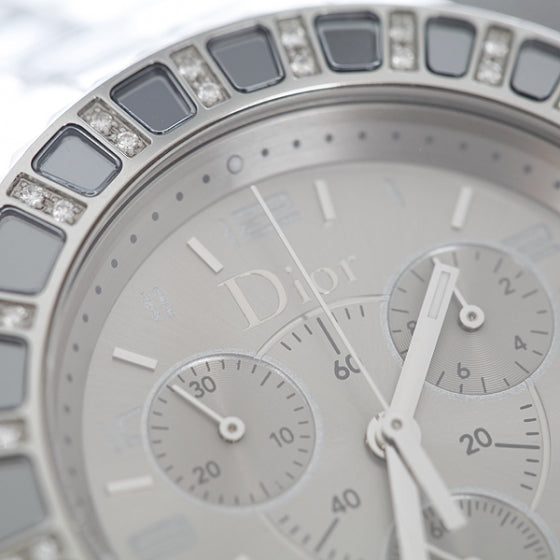 Stainless Steel Diamond Sapphire 38mm Christal Chronograph Quartz Watch White