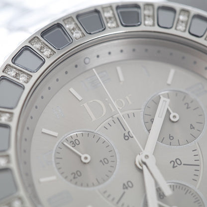 Christian Dior Stainless Steel Diamond Sapphire 38mm Christal Chronograph Quartz Watch White 6 of 16