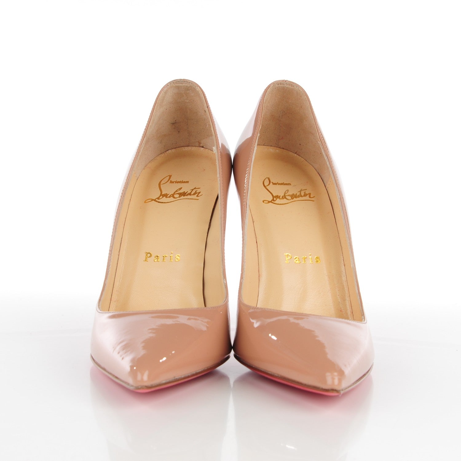 Christian Louboutin Patent Pigalle 100 Pumps 35 Nude 2 of 9