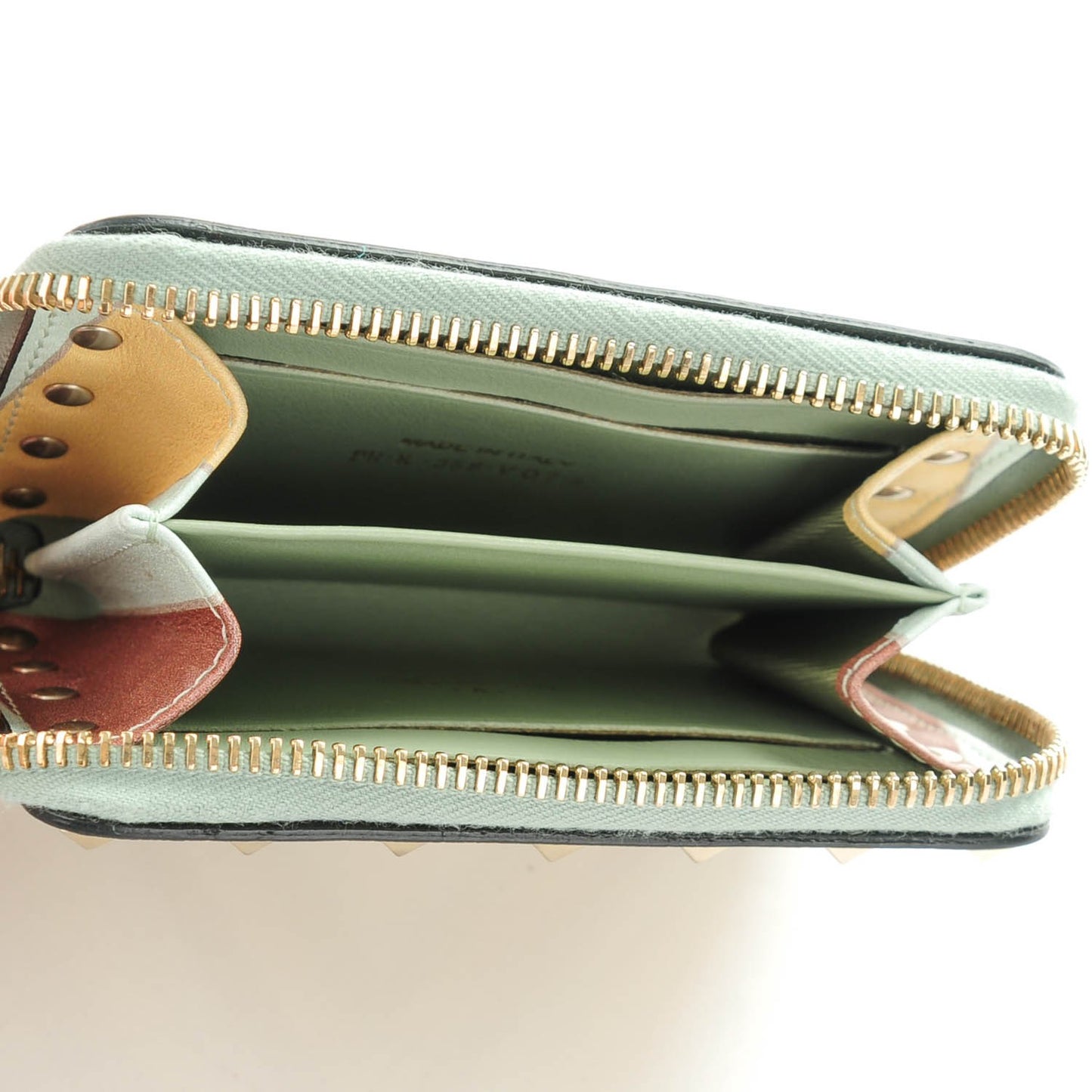 Calfskin Native Couture 1975 Rockstud Zip Around Coin Case Card Holder
