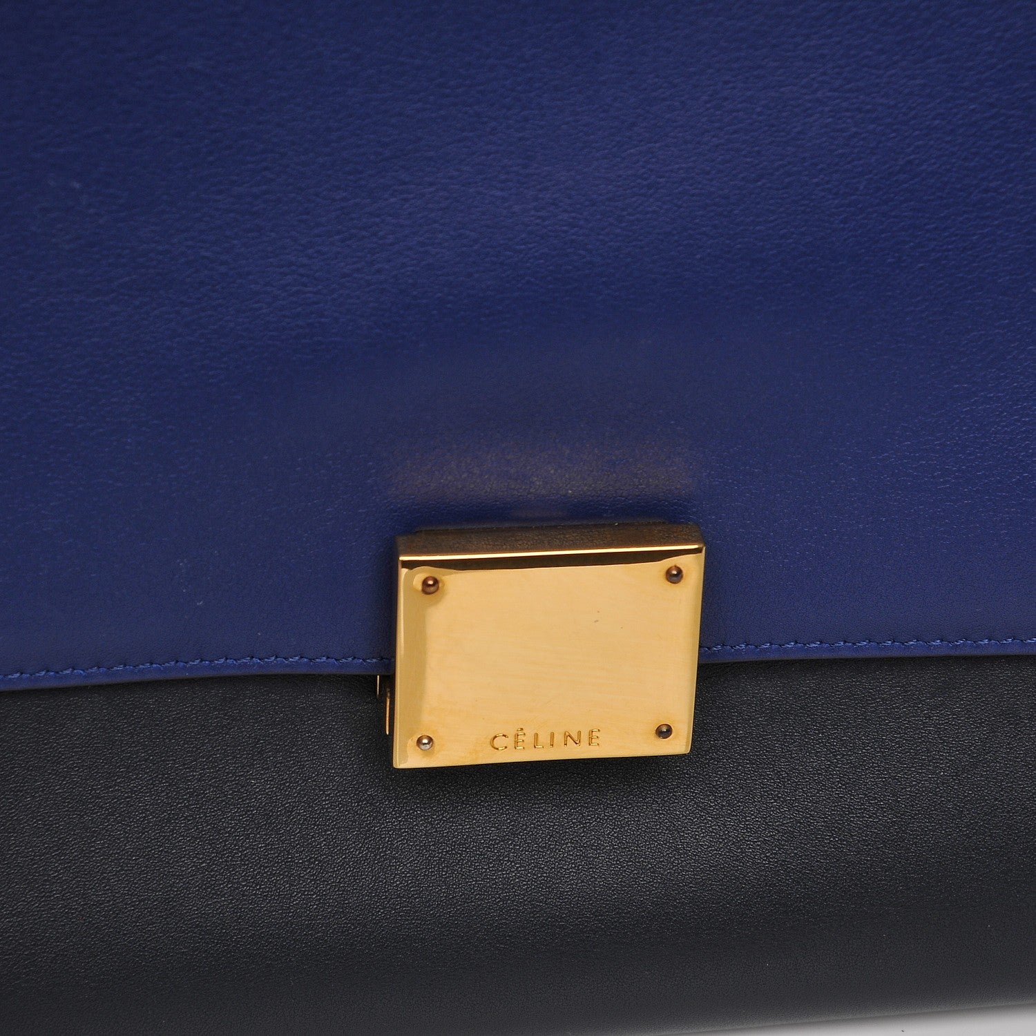 Celine Smooth Calfskin Suede Medium Tri-Color Trapeze Cobalt 7 of 9