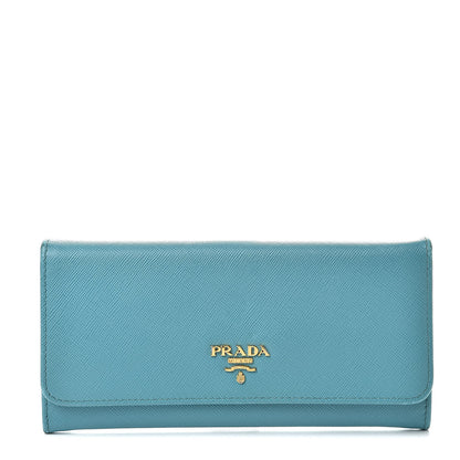 Prada Saffiano Metal Continental Flap Wallet Turchese 1 of 11