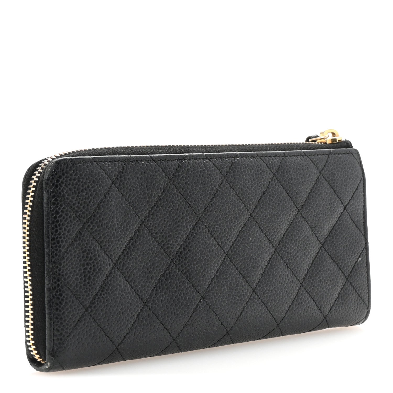 Chanel Caviar Quilted Zip Around Clutch Wallet Black 3 of 9