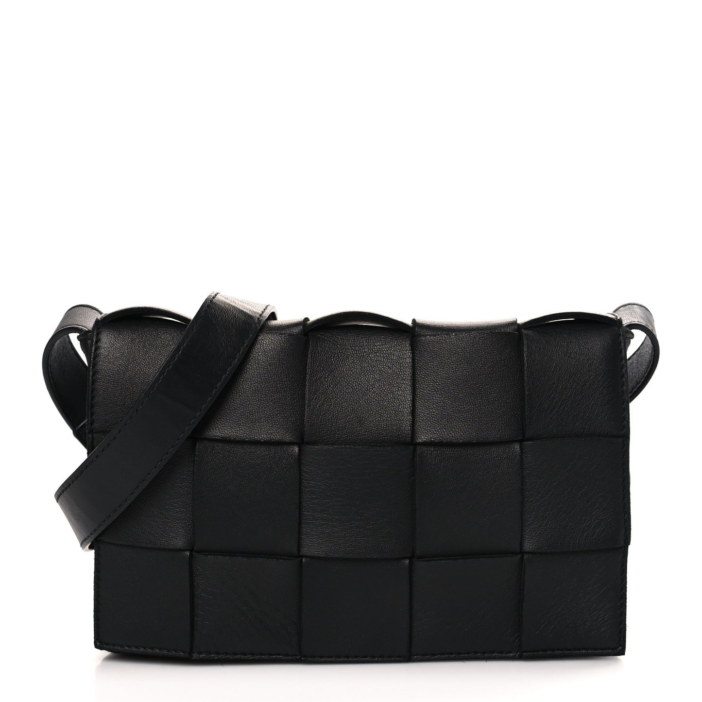 Lambskin Maxi Intrecciato Cassette Crossbody Bag Black