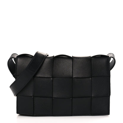 Bottega Veneta Lambskin Maxi Intrecciato Cassette Crossbody Bag Black 1 of 9