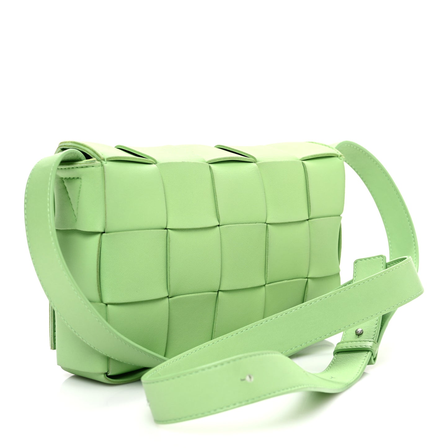 Lambskin Maxi Intrecciato Cassette Crossbody Bag Green