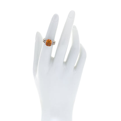 David Yurman Sterling Silver Diamond Citrine 10mm Petite Wheaton Ring 50 5.5 2 of 4