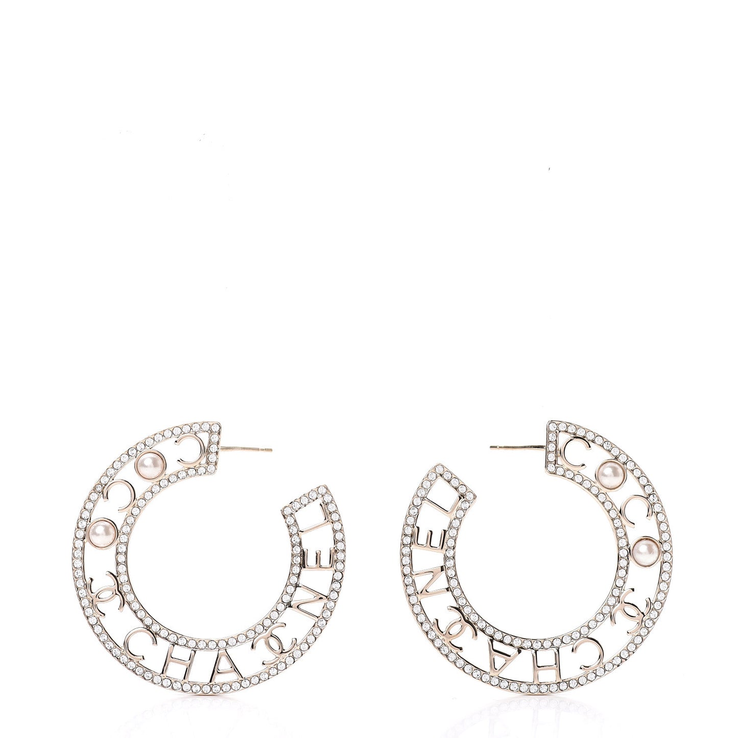 Crystal Pearl Bow-tiful CC Hoop Earrings Gold
