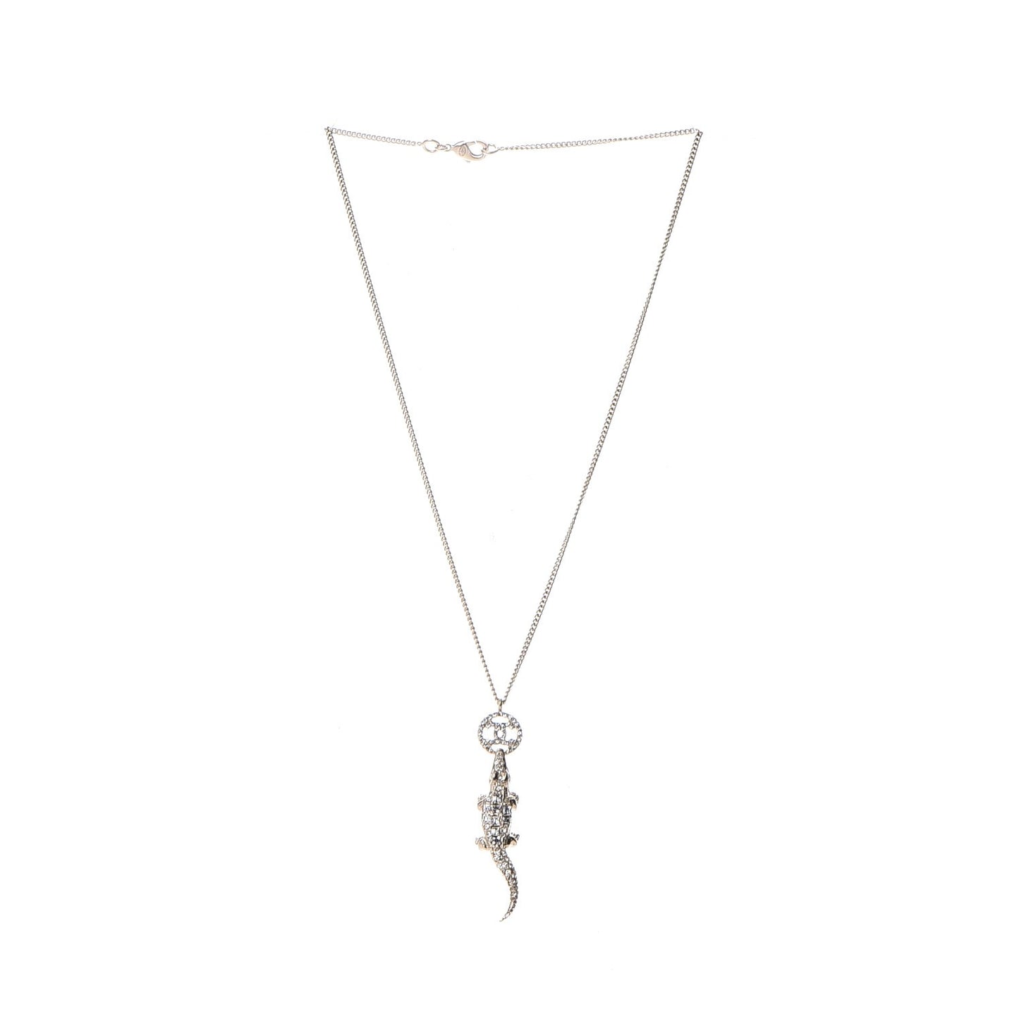Crystal CC Alligator Necklace Gold