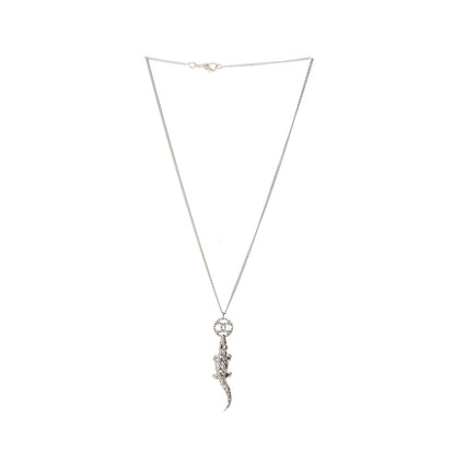 Chanel Crystal CC Alligator Necklace Gold 3 of 7