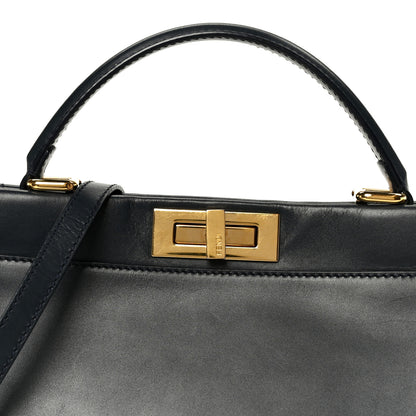 Fendi Vitello Morgan Shiny Nappa Medium Peekaboo Iconic Satchel Lavagna Lago 10 of 12