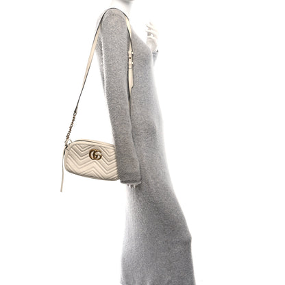 Gucci Calfskin Matelasse Small GG Marmont Chain Shoulder Bag White 2 of 10
