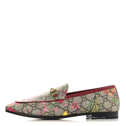 Gucci Canvas GG Monogram Flora Horsebit Womens Jordaan Loafers 39 Beige Ebony Multicolor Rosso 1 of 10