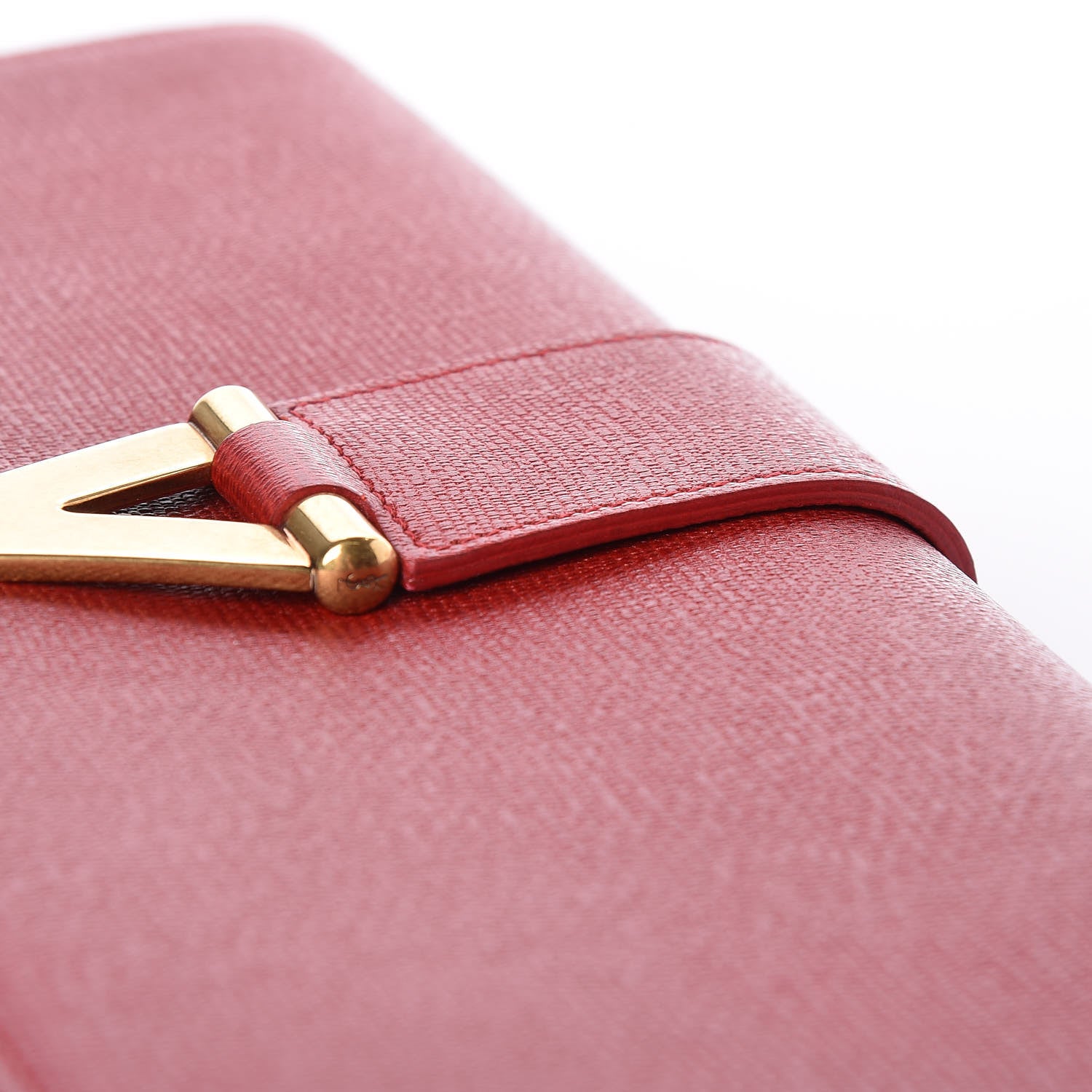 Saint Laurent Textured Calfskin Classic Y Ligne Clutch Red 14 of 19