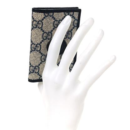 Gucci GG Supreme Monogram Textured Dollar Calfskin Retro Interlocking G Card Case Beige Blue 2 of 8