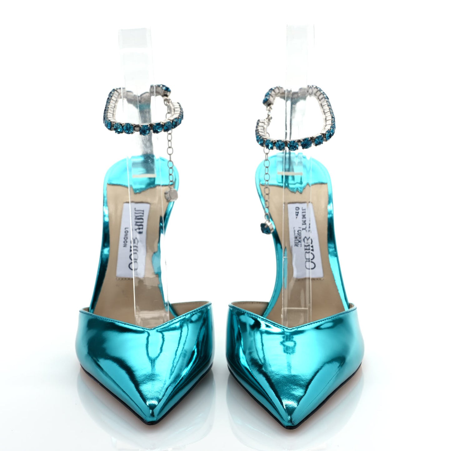 Liquid Metal Calfskin Crystal Saeda 100 Pumps 37.5 Malibu