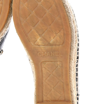 Chanel Lambskin Grosgrain Quilted CC Chain Espadrilles 36 Black 6 of 9