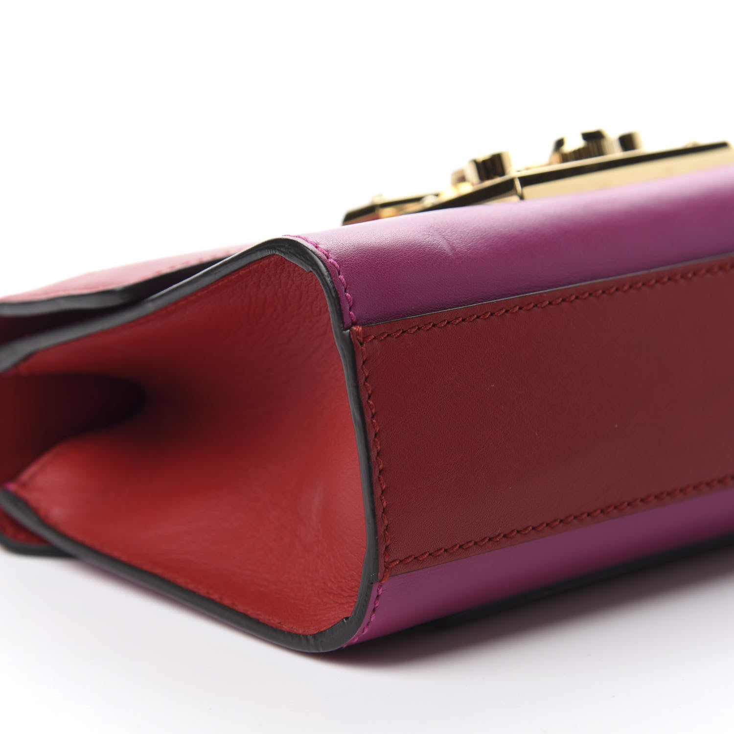 Gucci Calfskin Small Padlock Shoulder Bag New Rosette Hibiscus Red 6 of 10