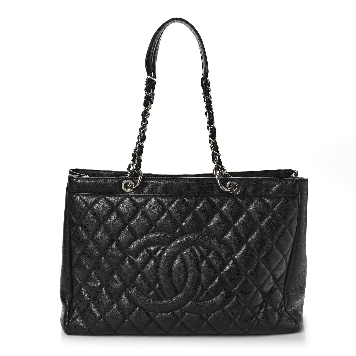 Caviar Quilted Shopping Tote Black