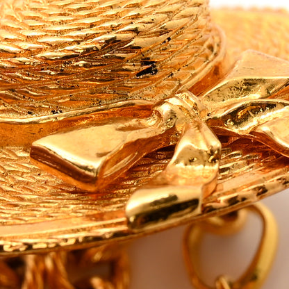 Chanel Metal Chain Flap Bag Hat Charm Belt Gold 4 of 4