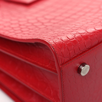 Saint Laurent Calfskin Crocodile Embossed Small Sac De Jour Eros Red 10 of 15