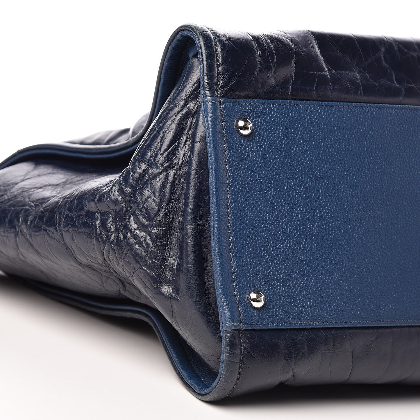 Glazed Calfskin Large Deauville Tote Blue