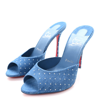 Christian Louboutin Denim Strass Me Dolly 100mm Sandals 38.5 Blue 4 of 8
